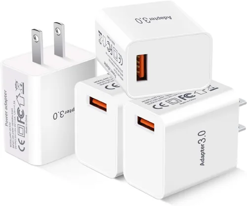 Vista 8 de Cargador de pared USB 3.0 de carga rápida [paquete de 4] Bloque de carga rápida de 5 V 3 A, adaptador de corriente QC de 18 W para soporte de Negro