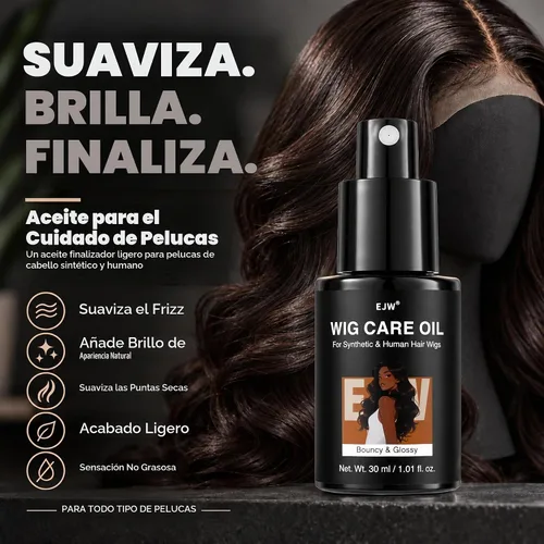 Vista 2 de EJW Spray de aceite para peluca para cabello sintético y humano, brillo