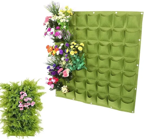 Vista 11 de Bolsas de cultivo colgantes para plantar, 9 bolsillos para colgar en la pared, bolsa de cultivo vertical para jardín interior y exterior, contenedor