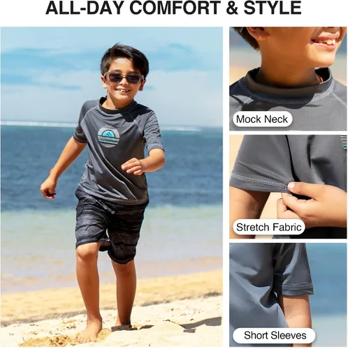 Vista 3 de Kanu Surf Boys Haywire UPF 50+ Sun Protective Rashguard Swim Shirt