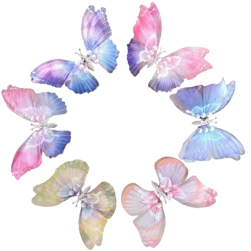 Vista 9 de 6 pinzas grandes de mariposa para el cabello para niñas y mujeres, grandes antideslizantes y fuertes pinzas de metal para el cabello, pinzas