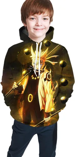 Vista 3 de Sudadera con capucha para jóvenes con estampado 3D ropa japonesa de anime con capucha para niños y niñas