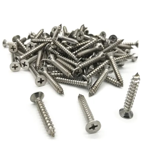 Vista 12 de Tornillos de 0.197 x 0.472 in, cabeza plana, Phillips Drive, autoperforantes, tornillos de madera para paneles de yeso de acero inoxidable 304, 100