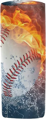 Vista 3 de AUUXVA Bolsa de lápices deportiva para béisbol, agua de fuego, estuche para lápices, bolsa con cremallera, bolsa para brochas de maquillaje