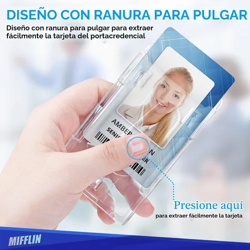Vista 3 de USA - Soportes rígidos para tarjetas de identificación - Transparente, vertical, 3.35 x 2.1 pulgadas, paquete de 2 - Protectores de tarjetas