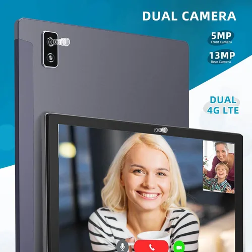 Vista 6 de Tablet 10 inch Android 11 4G LTE Tablet PC with 2 SIM Slot, 4GB RAM 64GB ROM 128GB Expandable, Octa-Core 1.6Ghz Tablet with 13+5 MP Camera,Phone