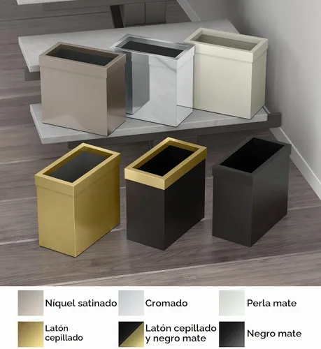 Vista 2 de Gatco Cubo de basura rectangular moderno, latón cepillado, cubo de basura de acero inoxidable con tapa extraíble, a prueba de fugas, capacidad de 3