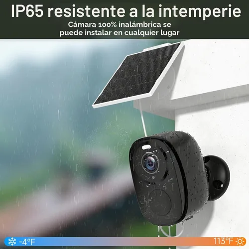 Vista 8 de Rraycom Paquete de 2 cámaras de seguridad solar 5G inalámbricas para exteriores, cámara de 2K con batería y panel solar, alarma de sirena, visión