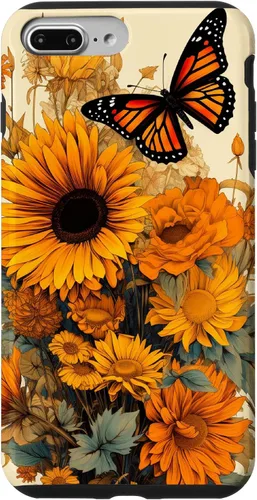 Vista 12 de Vintage Sunflower and Monarch Butterfly Case for iPhone 17