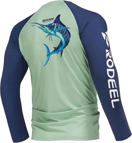 Vista 23 de Rodeel Camisas de pesca para hombre de manga larga que absorbe la tela UPF 50 protección solar camisa de rendimiento a. Negro