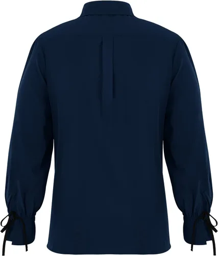 Vista 7 de Camisa de pirata medieval para hombre, vikingo, renacentista, con cordones, mercenario, Halloween, jacobita escocés, ghillie