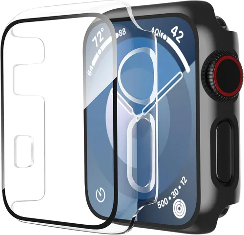 Vista 10 de Smiling Paquete de 2 fundas compatibles con Apple Watch Serie 3/Serie 2 de 1.49 pulgadas, protector de pantalla vidrio templado, carcasa rígida