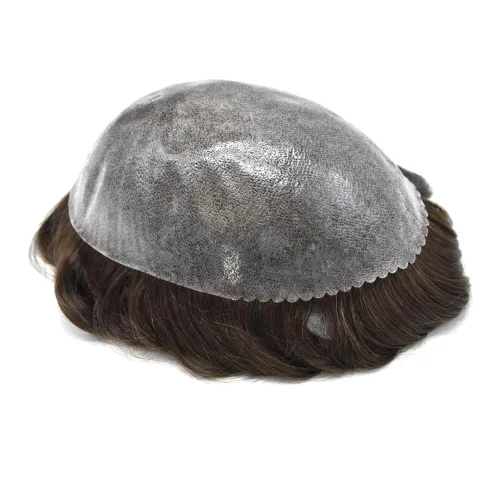 Vista 346 de Toupee para hombre 100% cabello humano real tupé para hombres 0.004 in piel de poliuretano para hombre, sistema de reemplazo de piezas de pelo