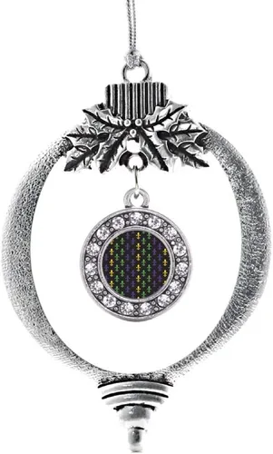 Vista 83 de Inspired Silver - Adorno con dije de cara de carlino - Adornos navideños de círculo de plata con joyas de circonita cúbica