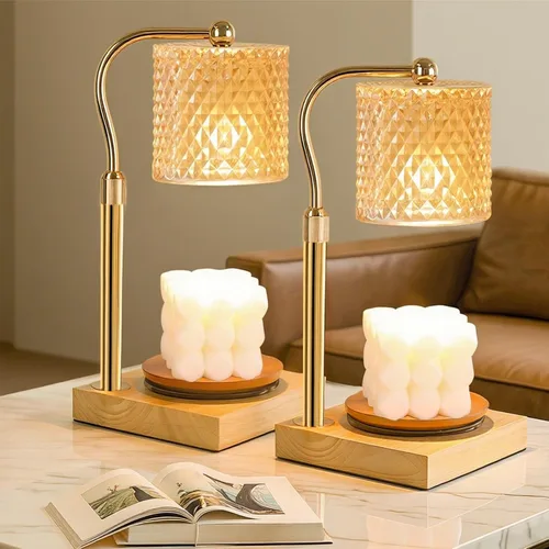 Vista 10 de Paquete de 2 Lámparas Calentadoras de Velas con Temporizador Regulador de Intensidad Altura Ajustable, Regalos de Decoración de Nuevo Hogar