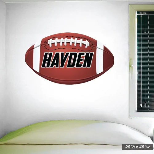 Vista 4 de Large Custom Football Wall Decal, Custom Name, 28"h x 48"w, 0568, For smooth walls only