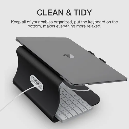 Vista 3 de Soporte para portátil de aluminio con ventilación térmica para MacBook Air/Pro, Dell, HP, Lenovo, Microsoft Surface, Samsung de 11 a 16 pulgadas