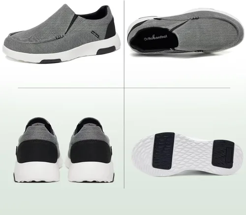 Vista 6 de OrthoComfoot Zapatos ortopédicos cómodos sin cordones para hombre con soporte de arco, mocasines ortopédicos para fascitis plantar, zapatos de lona