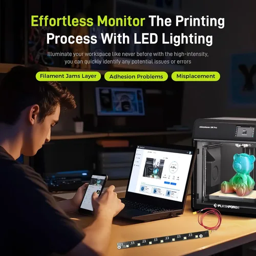 Vista 3 de Impresora 3D Flashforge Adventurer 5M Pro LED Original Oficial 24V LED Light Board,Replacement 3D Printer Acessary,7pcs Lamp Beads,Bright Cold