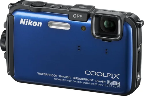 Vista 2 de Nikon COOLPIX AW100 16 MP CMOS Cámara digital impermeable con GPS y video Full HD 1080p (azul)