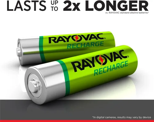 Vista 2 de RAYOVAC Baterías AA recargables (paquete de 8), baterías recargables NiMH Double A