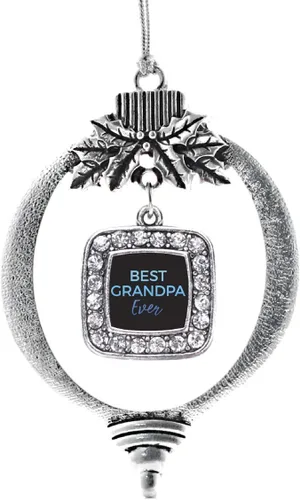 Vista 194 de Inspired Silver - Nana púrpura - Adorno de Navidad plateado - Adorno cuadrado para árbol de Navidad con circonita cúbica - Decoración colgante