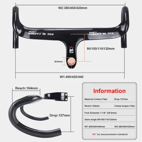 Vista 2 de Manillares de fibra de carbono RXL SL para bicicleta de carretera con vástago integrado, manillar de bicicleta de carretera integrado de carbono