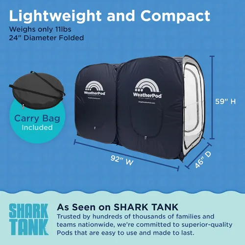 Vista 7 de WeatherPod® Side-by-Side™ 2-4 Person Pop-Up Sports Tent Pod - The Original Shark Tank Instant Setup All-Weather Shelter for Outdoor Sports, Rain
