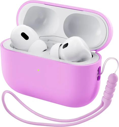 Vista 18 de ORNARTO Funda compatible con AirPods Pro 2 2022, silicona híbrida protectora completa para AirPods Pro de 2ª generación, cubierta frontal LED