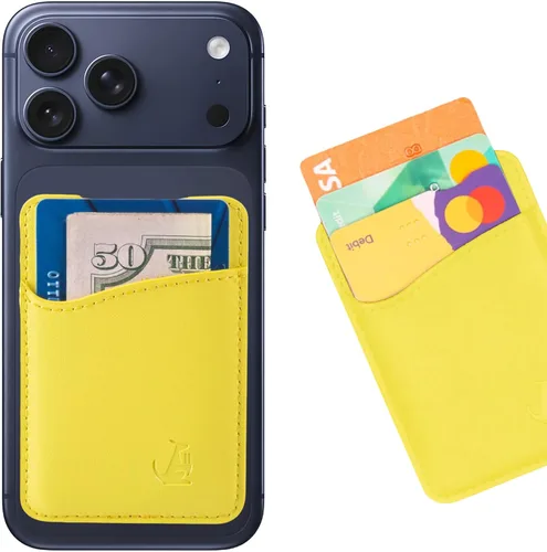 Vista 10 de Wallaroo Premium - Tarjetero adhesivo de cuero para teléfono celular - Para Android e iPhone - Para mujeres y hombres - Resistente con forro