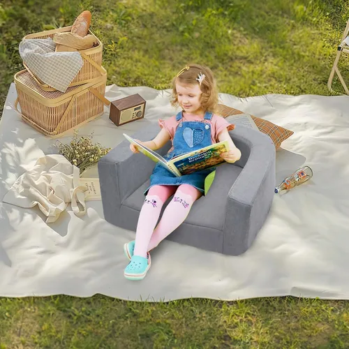 Vista 7 de Cama de suelo 3 en 1 para niños pequeños, cama portátil de viaje, tumbona y sofá para niños de 1 a 6 años, con bolsa de transporte, diseño plegable