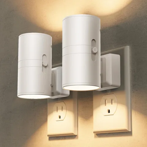 Vista 23 de Briignite - Luces nocturnas led enchufables, 3CCT, sensor de anochecer a amanecer, de 3000 K, regulable para pasillo, dormitorio, escalera, paquete