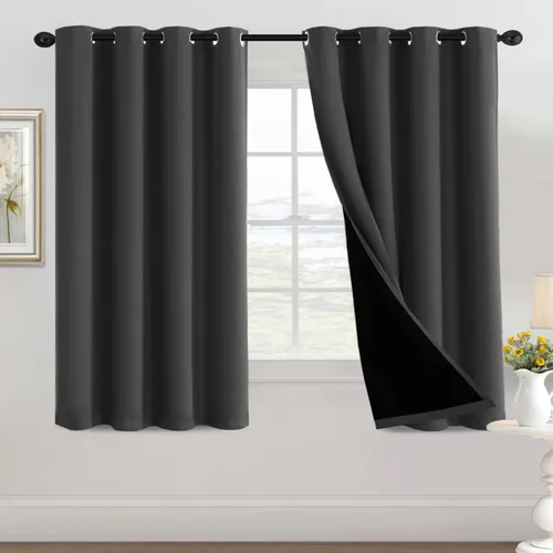 Vista 43 de H.VERSAILTEX Cortinas 100% de opacidad con aislamiento térmico, cortinas opacas completas para sala de estar, cortinas de ventana de eficiencia