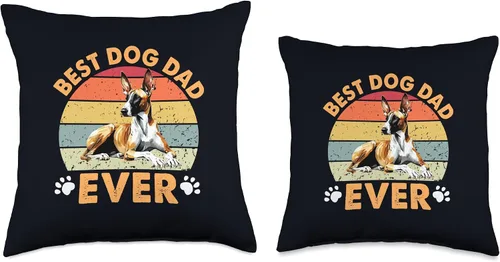 Vista 3 de Best Podenco Canario Dog Dad Ever Funny Dogs Owner Retro Throw Pillow