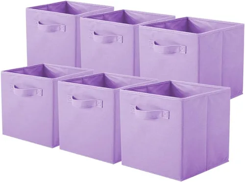 Vista 22 de PowerKing Cubos de almacenamiento plegables con asas, contenedores plegables de tela para estantes de armario, contenedores de almacenamiento