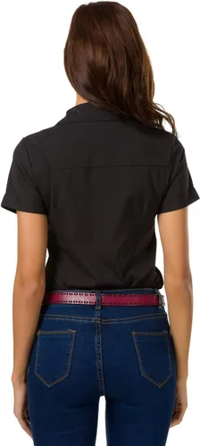 Vista 4 de Camisas de manga corta con botones para mujer, blusa de vestir básica simple