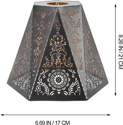 Vista 2 de Uonlytech Pantalla de hierro hueco de 6.69 x 7.08 x 6.73 pulgadas, cubierta de lámpara de mesa, lámpara de arte decorativa para sala de estar