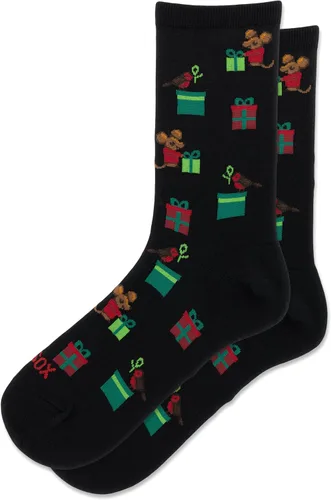 Vista 9 de Hot Sox Calcetines de invierno para mujer, diseño de animales, paquete de 1 par, regalos lindos y divertidos, Navidad y más Christmas Cats (Black)