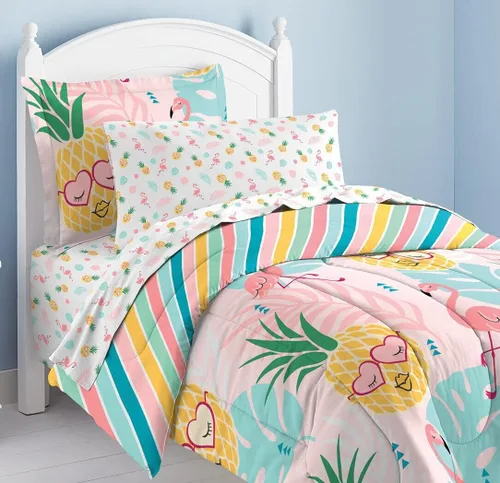 Vista 127 de Dream Factory Dinosaur Blocks - Juego de edredón de microfibra ultrasuave para niños, color azul, tamaño individual Bloques de dinosaurios azules