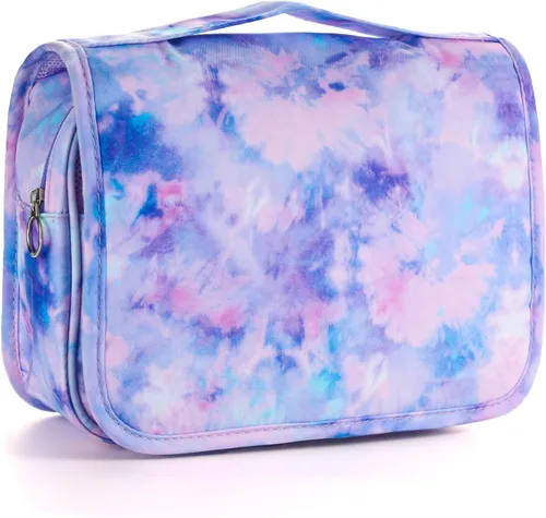 Vista 13 de Bolsa de aseo colgante de tie dye para niñas, bolsa de aseo de viaje para adolescentes, impermeable, para maquillaje y artículos de tocador, bolsa
