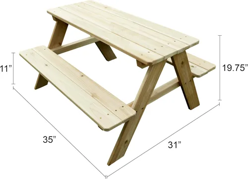 Vista 4 de banco de madera para picnic para niños