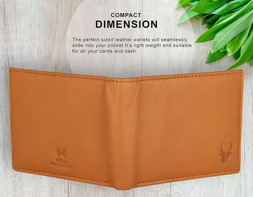 Vista 8 de WILDHORN Cartera de cuero genuino de grano superior protegido RFID para hombres, Coñac