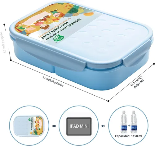 Vista 5 de MISS BIG® Fiambrera estilo bento,Fiambrera estilo bento para niños,Fiambrera para niños,Fiambrera para niños a prueba de fugas,Contenedores
