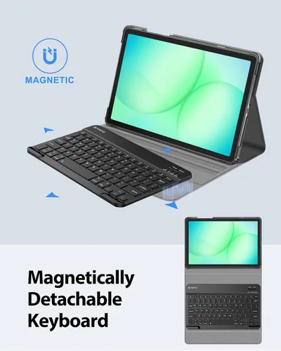 Vista 5 de FINTIE Funda con teclado para Samsung Galaxy Tab A11 Plus/A9 Plus 11'', color negro 3 ángulos de visión, teclado Bluetooth desmontable, batería