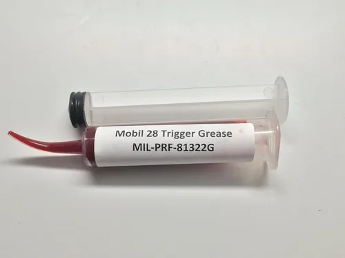 Vista 2 de Grasa Mobil 28 - Jeringa de 10 cc (tamaño específico para propietarios y constructores de armas) MIL-G-21164D