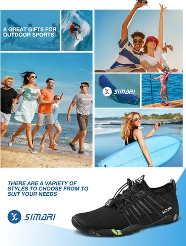 Vista 6 de Simari Zapatos de agua para mujer, hombre, natación, playa, piscina, deportes acuáticos, secado rápido, estilo descalzo, buceo, surf y caminar