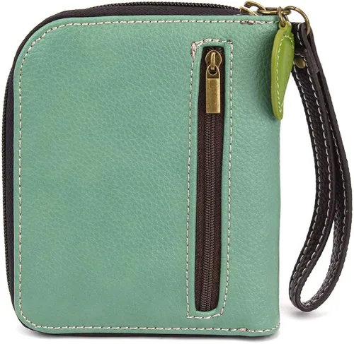 Vista 2 de CHALA Cartera con cremallera, pulsera, 8 ranuras para tarjetas de crédito, piel sintética resistente