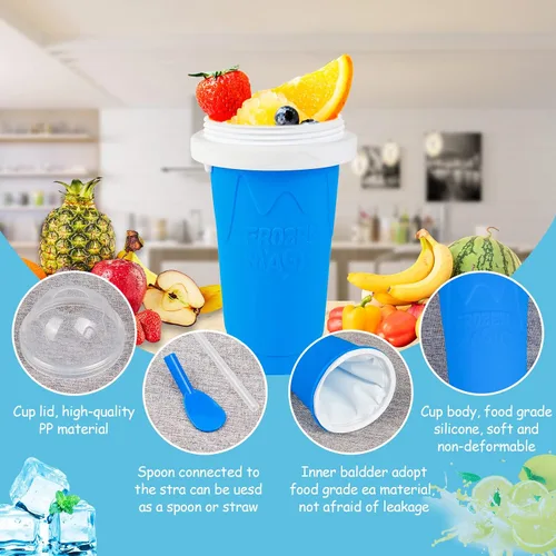 Vista 4 de Taza para hacer granizados - Taza mágica de congelación rápida, máquina portátil de doble capa para granizados geniales para batidos, jugos, helados