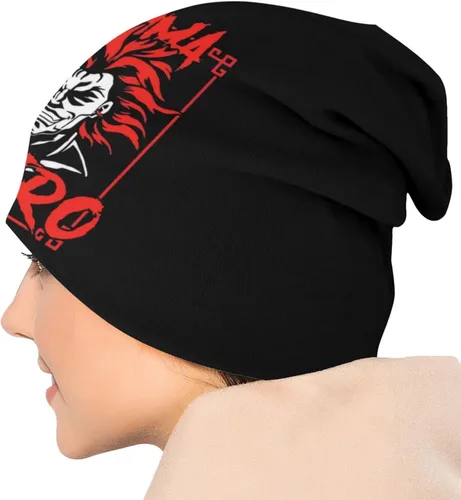 Vista 5 de Anime Baki The Grappler Yujiro Hanma Beanie Hat para hombres y mujeres verano fino sombreros de punto calavera negro, Negro
