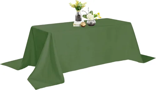 Vista 8 de Mantel de poliéster lavable de 132 pulgadas, resistente a las manchas y a las arrugas, mantel decorativo para mesa de comedor, fiestas de bufé